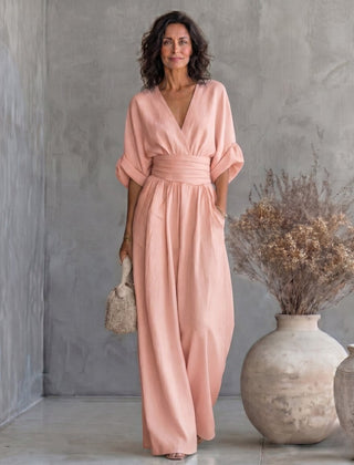 Daniela - Mono elegante de escote en V y pierna ancha - Isabel de Sevilla