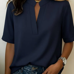 Bárbara | Blusa elegante con cuello en V y detalles dorados. - Isabel de Sevilla