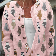 Beatriz | Cárdigan Acogedor con Estampado de Gato - Isabel de Sevilla