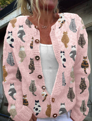 Beatriz | Cárdigan Acogedor con Estampado de Gato - Isabel de Sevilla