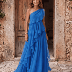 Lucía | Vestido Maxi de Gasa de Un Hombro - Isabel de Sevilla