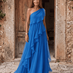 Lucía | Vestido Maxi de Gasa de Un Hombro - Isabel de Sevilla
