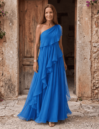 Lucía | Vestido Maxi de Gasa de Un Hombro - Isabel de Sevilla