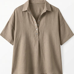 Gabriela | Blusa Lisa de Lino y Manga Corta - Isabel de Sevilla
