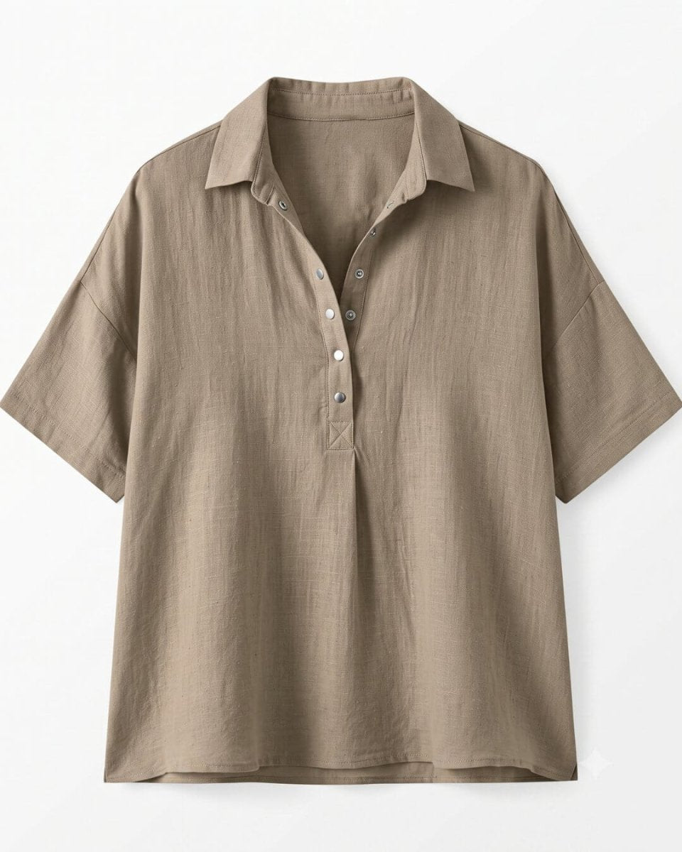 Gabriela | Blusa Lisa de Lino y Manga Corta - Isabel de Sevilla