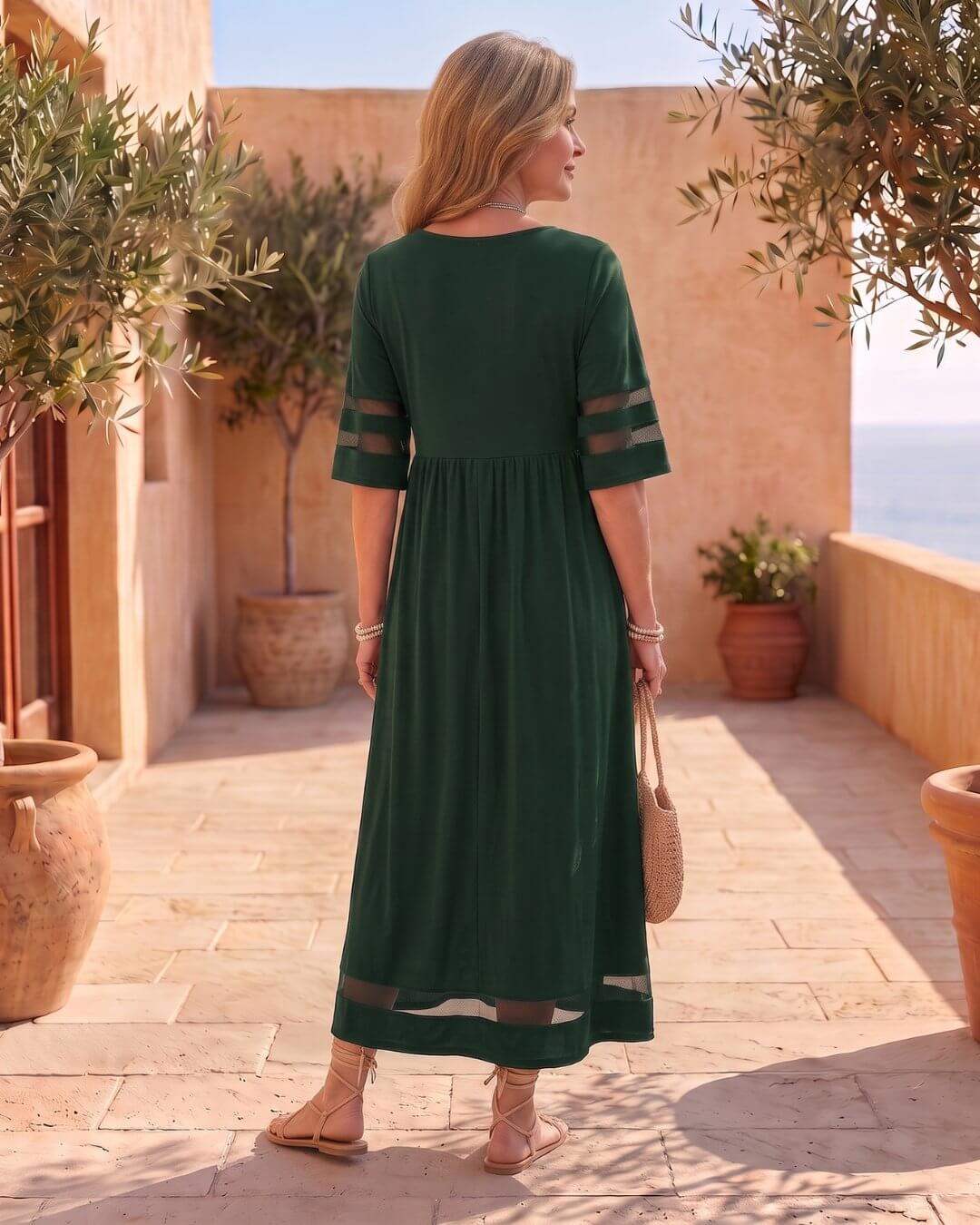 Cerelia | Vestido Midi con Detalles de Malla y Bolsillos - Isabel de Sevilla