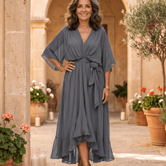 Mónica | Vestido Midi Elegante con Escote en V - Isabel de Sevilla