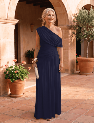 Gloria | Vestido plisado asimétrico de color sólido - Isabel de Sevilla