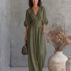 Daniela - Mono elegante de escote en V y pierna ancha - Isabel de Sevilla