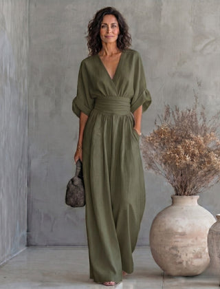 Daniela - Mono elegante de escote en V y pierna ancha - Isabel de Sevilla