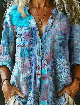 Alma | Camisa artística con estampado floral - Isabel de Sevilla