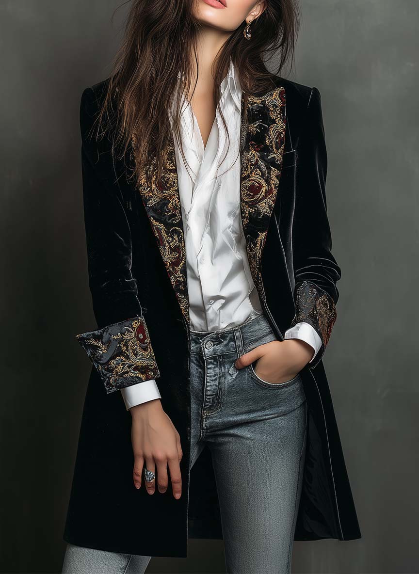 Octavia | Blazer Ajustado con Detalles Barrocos