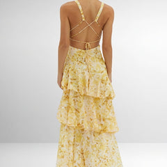 Vestido con Estampado Floral y Escote Profundo - Isabel de Sevilla