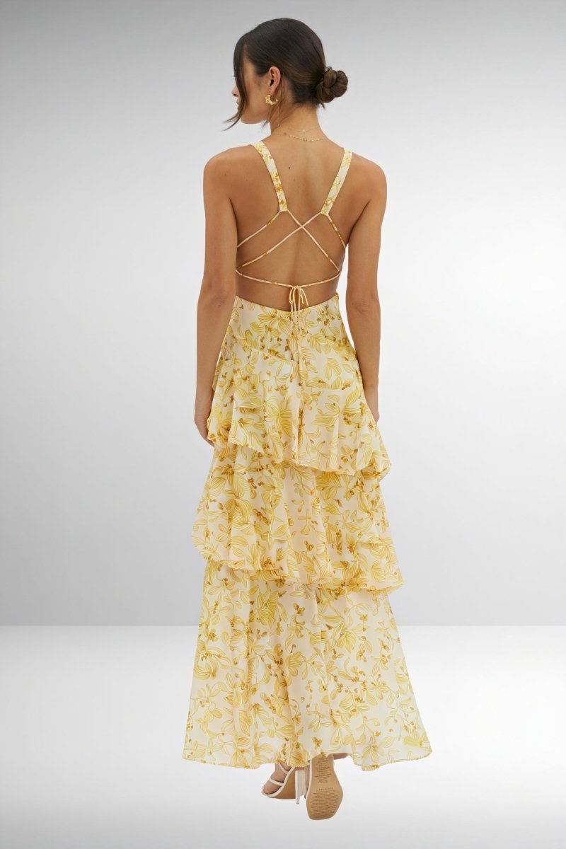 Vestido con Estampado Floral y Escote Profundo - Isabel de Sevilla