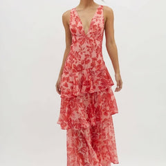 Vestido con Estampado Floral y Escote Profundo - Isabel de Sevilla