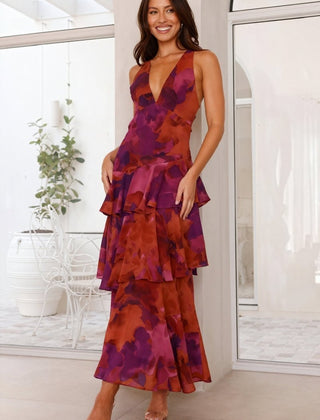 Vestido con Estampado Floral y Escote Profundo - Isabel de Sevilla