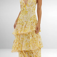 Vestido con Estampado Floral y Escote Profundo - Isabel de Sevilla