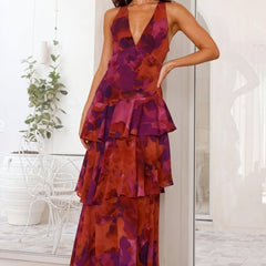 Vestido con Estampado Floral y Escote Profundo - Isabel de Sevilla