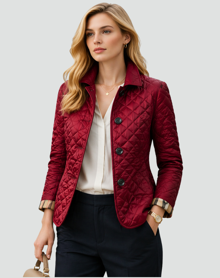 Presentación | Chaqueta Acolchada de Entretiempo con Cuello y Botones