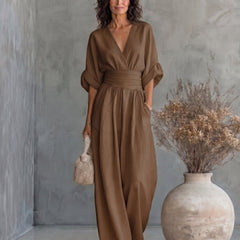 Daniela - Mono elegante de escote en V y pierna ancha - Isabel de Sevilla