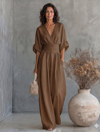 Daniela - Mono elegante de escote en V y pierna ancha - Isabel de Sevilla