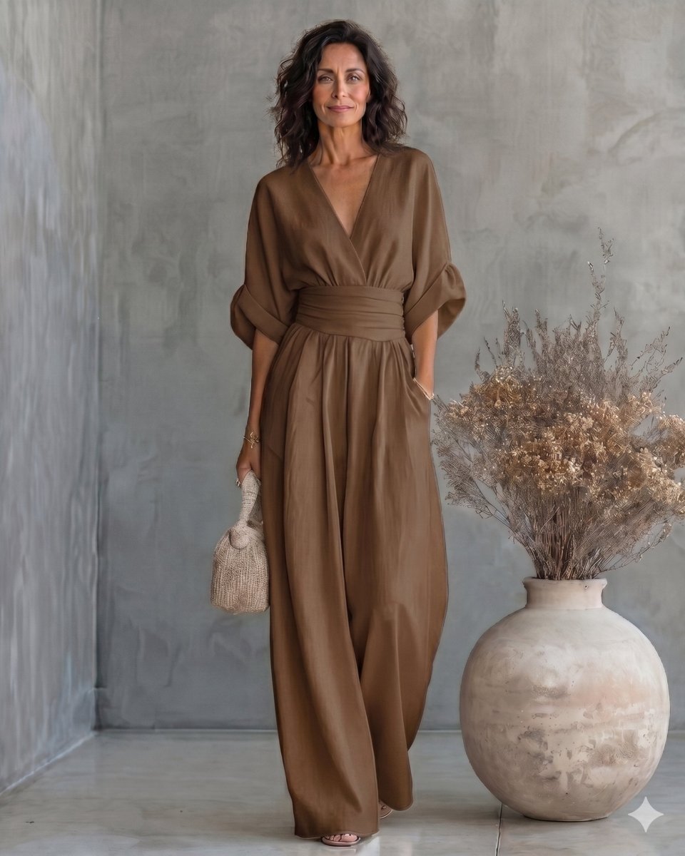 Daniela - Mono elegante de escote en V y pierna ancha - Isabel de Sevilla