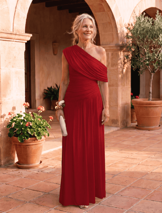 Gloria | Vestido plisado asimétrico de color sólido - Isabel de Sevilla