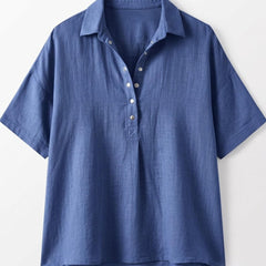 Gabriela | Blusa Lisa de Lino y Manga Corta - Isabel de Sevilla