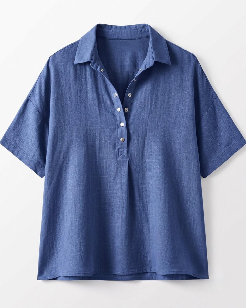 Gabriela | Blusa Lisa de Lino y Manga Corta - Isabel de Sevilla