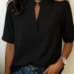 Bárbara | Blusa elegante con cuello en V y detalles dorados. - Isabel de Sevilla