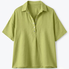 Gabriela | Blusa Lisa de Lino y Manga Corta - Isabel de Sevilla