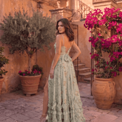 Valentina | Vestido Maxi de Gasa con Corsé Floral - Isabel de Sevilla