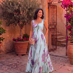 Inés | Vestido Maxi Plisado Floral - Isabel de Sevilla