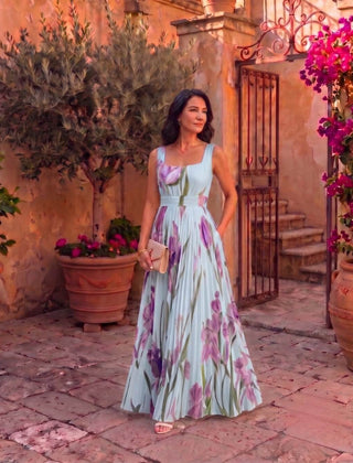 Inés | Vestido Maxi Plisado Floral - Isabel de Sevilla