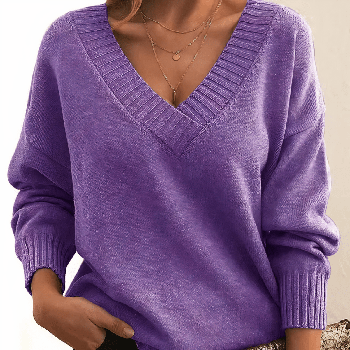 Aitana | Jersey de Punto con Cuello Pico - Isabel de Sevilla