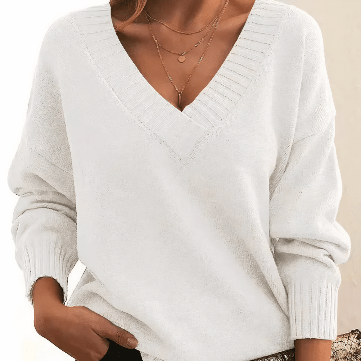 Aitana | Jersey de Punto con Cuello Pico - Isabel de Sevilla