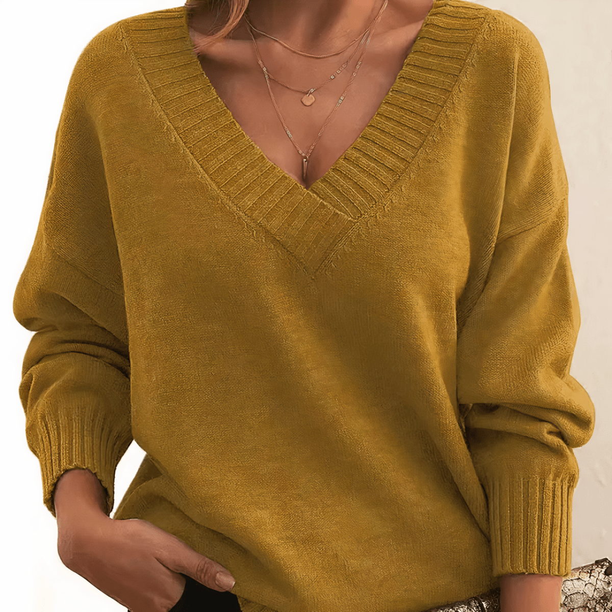 Aitana | Jersey de Punto con Cuello Pico - Isabel de Sevilla