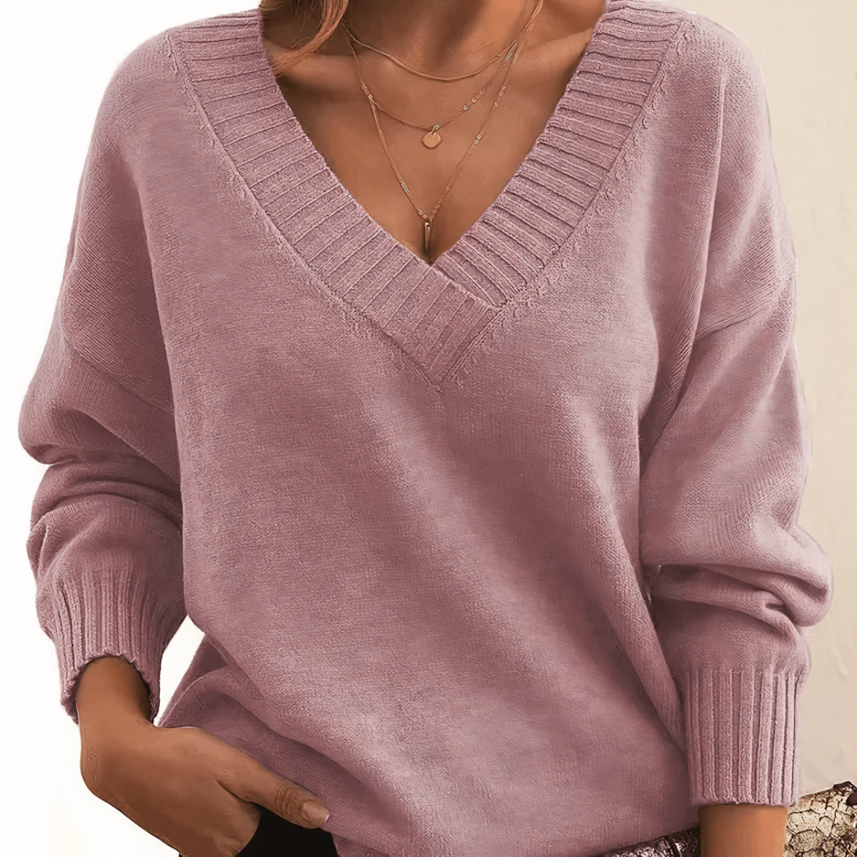 Aitana | Jersey de Punto con Cuello Pico - Isabel de Sevilla