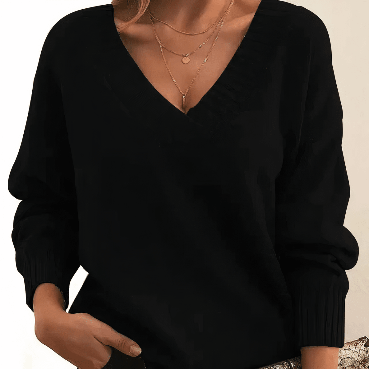 Aitana | Jersey de Punto con Cuello Pico - Isabel de Sevilla