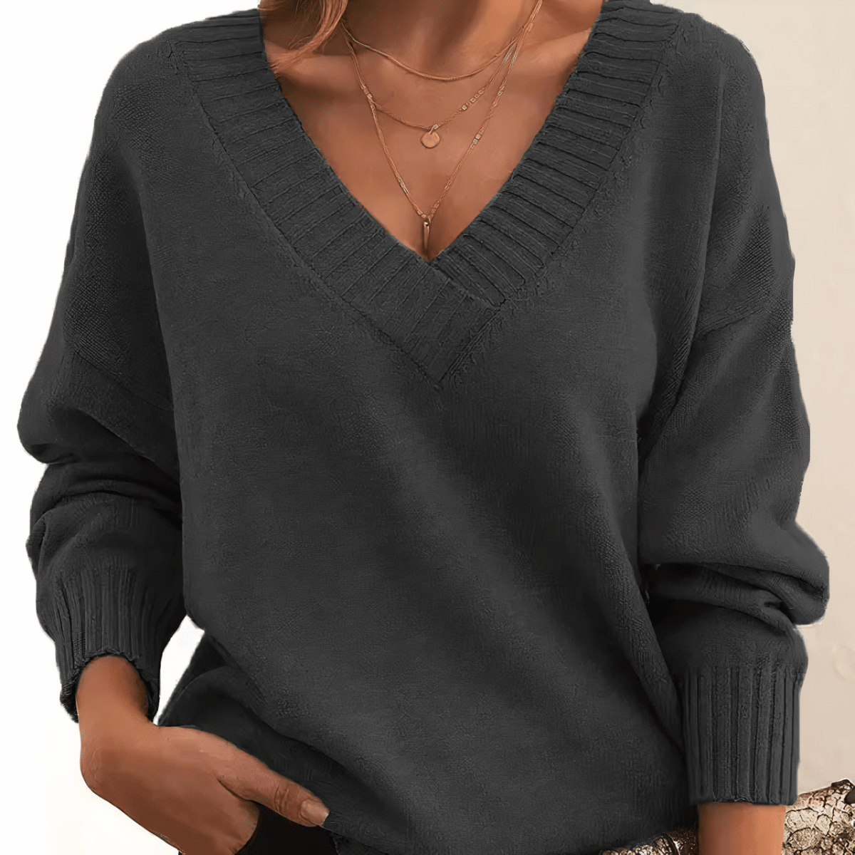 Aitana | Jersey de Punto con Cuello Pico - Isabel de Sevilla