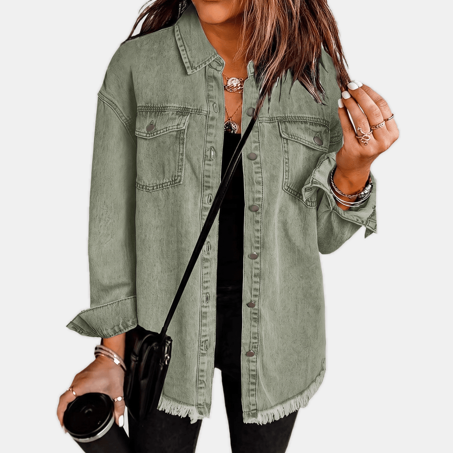 Marina | Chaqueta Vaquera Oversize con Bajo Deshilachado - Isabel de Sevilla