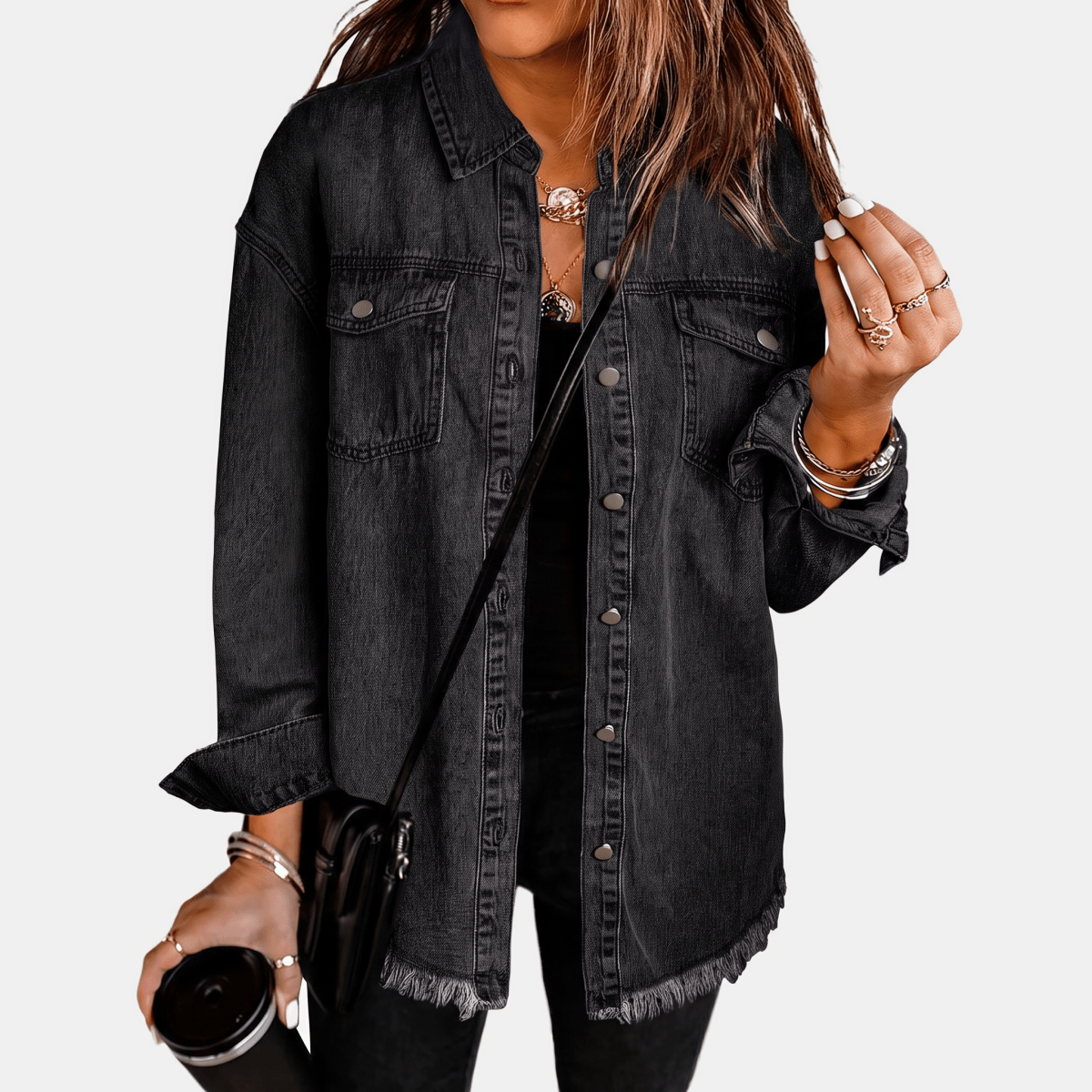 Marina | Chaqueta Vaquera Oversize con Bajo Deshilachado - Isabel de Sevilla