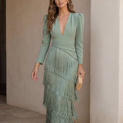 Salvia | Vestido Flecos - Isabel de Sevilla