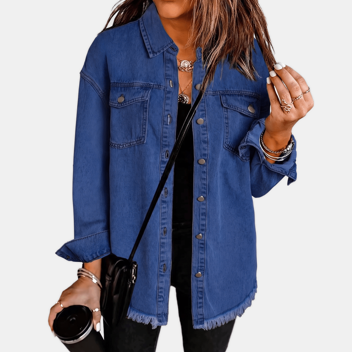 Marina | Chaqueta Vaquera Oversize con Bajo Deshilachado - Isabel de Sevilla
