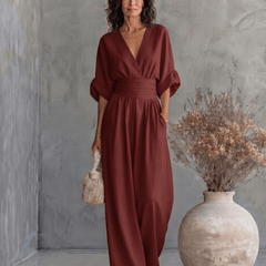 Daniela - Mono elegante de escote en V y pierna ancha - Isabel de Sevilla