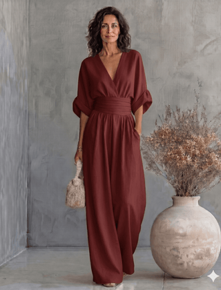 Daniela - Mono elegante de escote en V y pierna ancha - Isabel de Sevilla