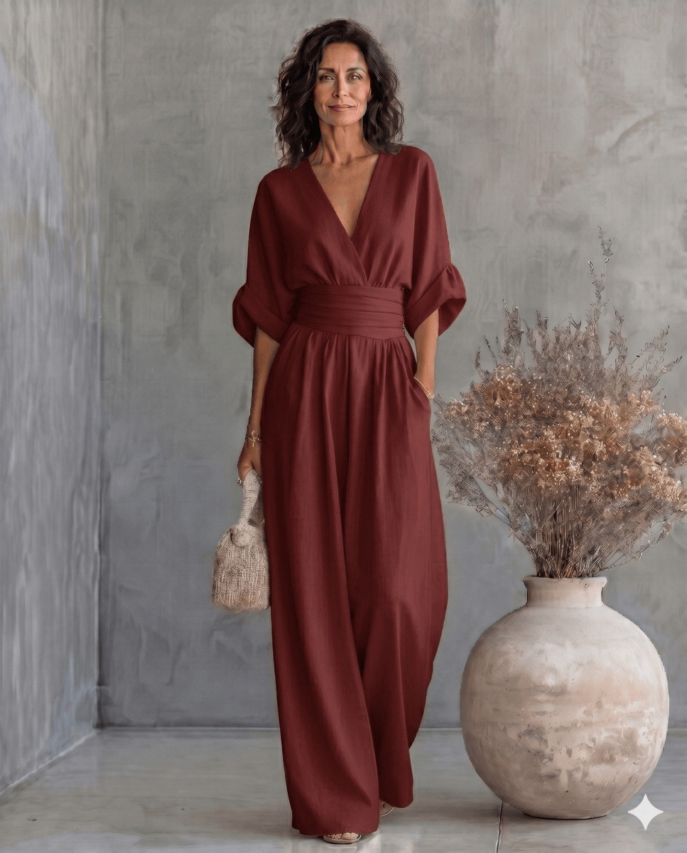 Daniela - Mono elegante de escote en V y pierna ancha - Isabel de Sevilla