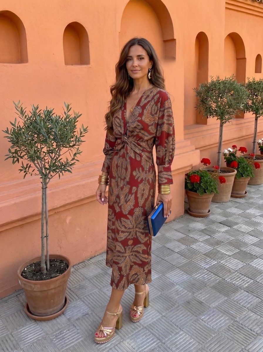 Silvia | Vestido midi con estampado - Isabel de Sevilla
