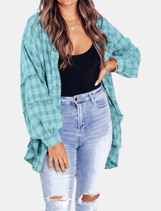 Aitana | Camisa Oversize a Cuadros con Bolsillo y Bajo Deshilachado - Isabel de Sevilla