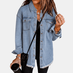 Marina | Chaqueta Vaquera Oversize con Bajo Deshilachado - Isabel de Sevilla